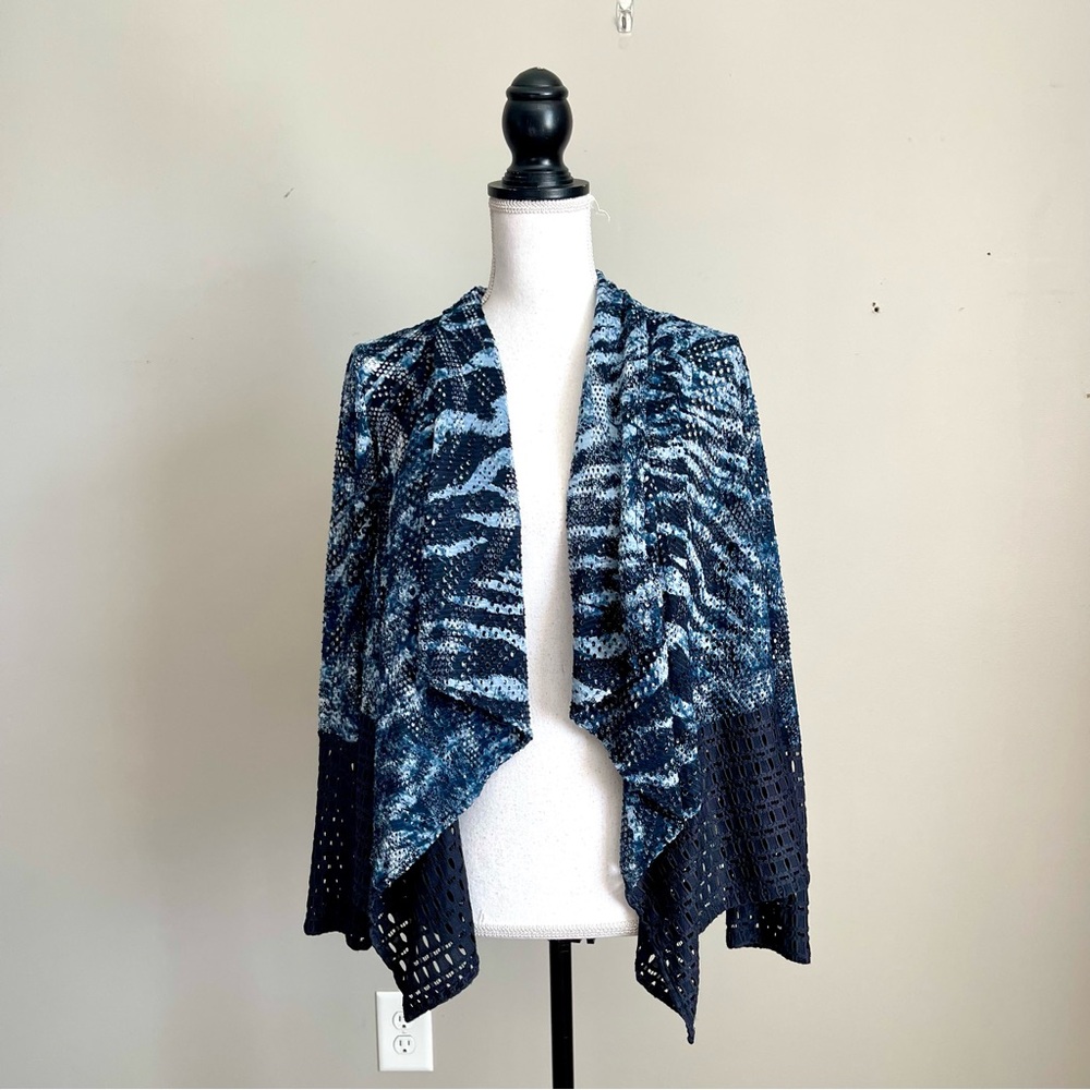 MONA LEAH | Blue Waterfall Lace Back Cardigan Sz S
